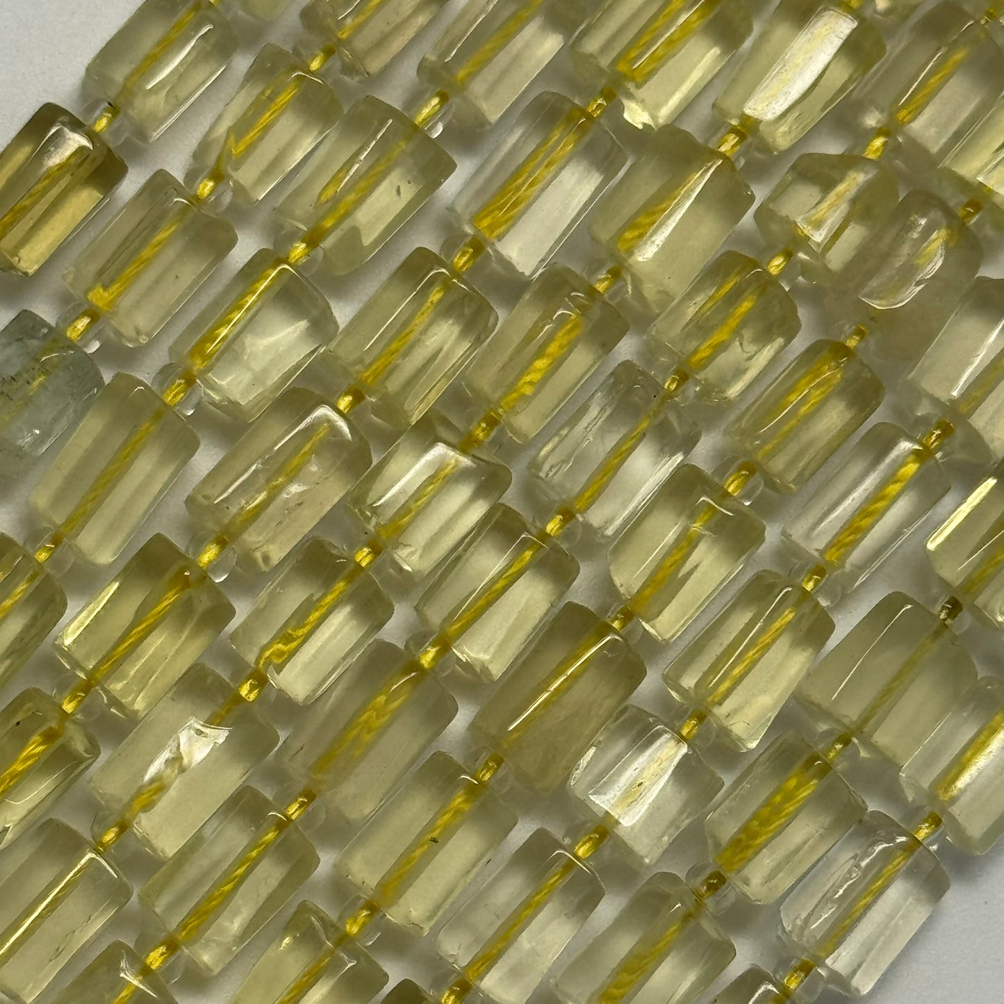 Lemon Quartz Cylinder Beads