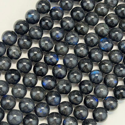 Labradorite Rare Black Polished Round Gemstone Beads (AAAA Quality)