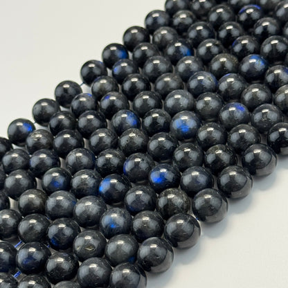 Labradorite Rare Black Polished Round Gemstone Beads (AAAA Quality)