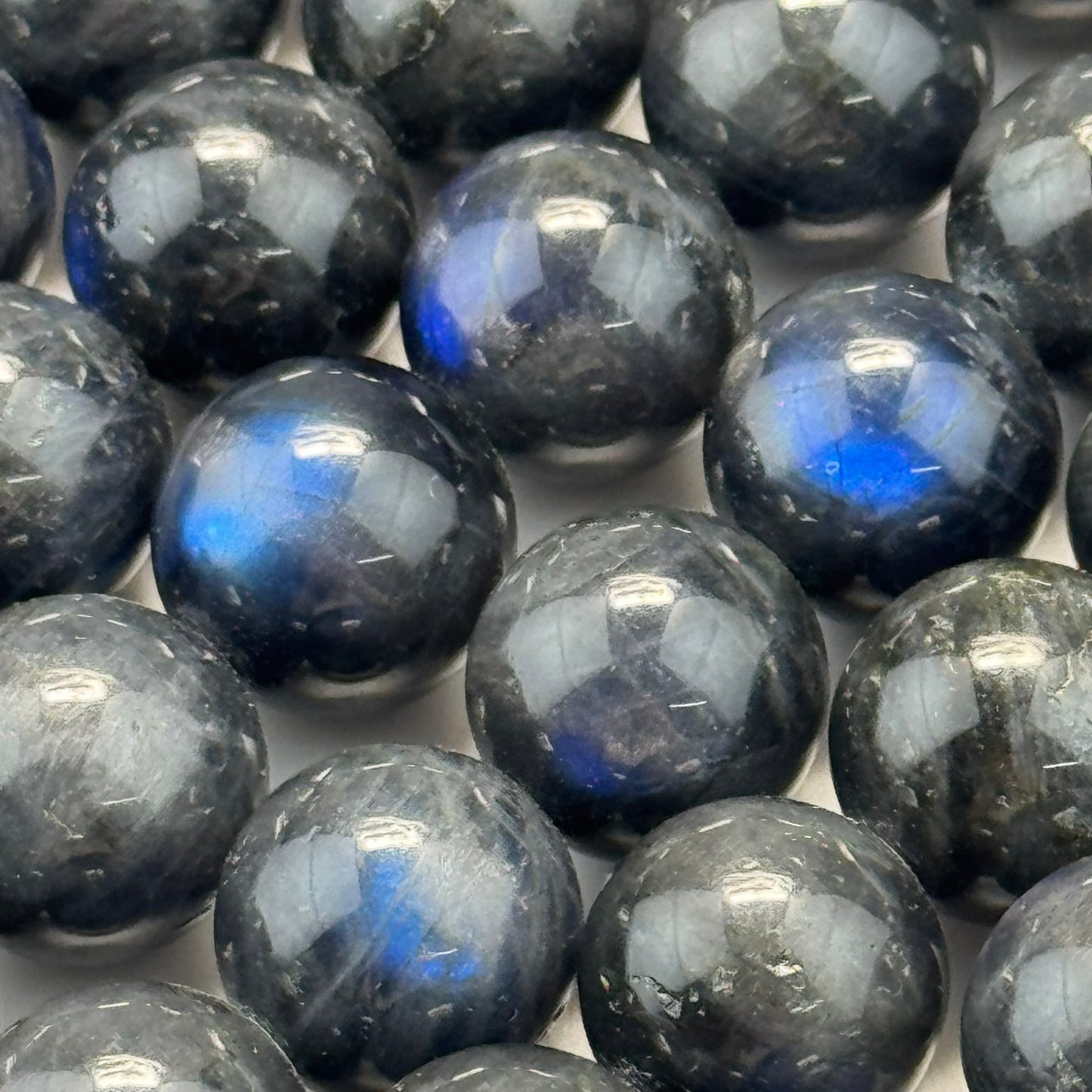 Labradorite Rare Black Polished Round Gemstone Beads (AAAA Quality)