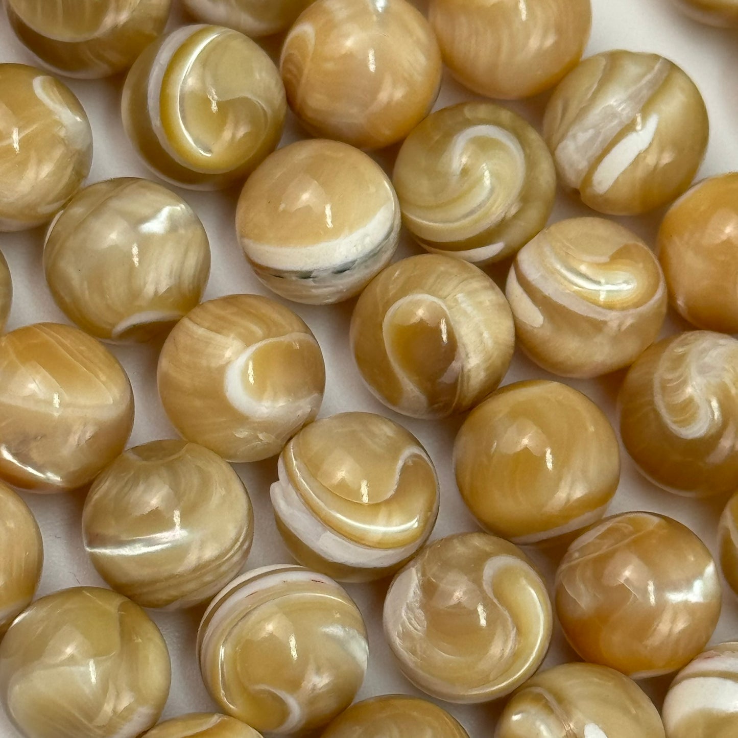 Yellow Banded Calcite Beads - Polished Round