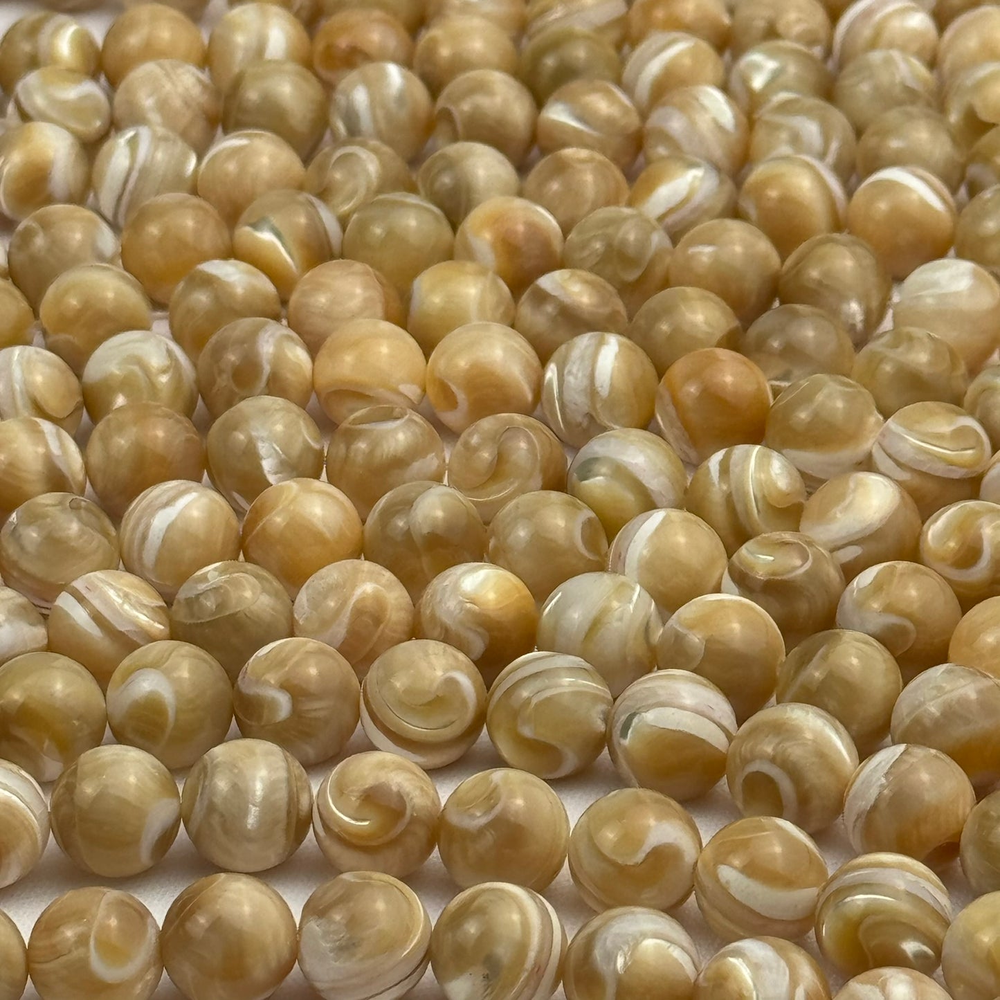 Yellow Banded Calcite Beads - Polished Round