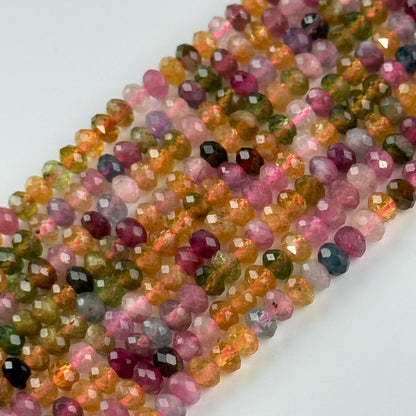 Assorted Multicolor Tourmaline Rondelle – Faceted Beads (A Quality)