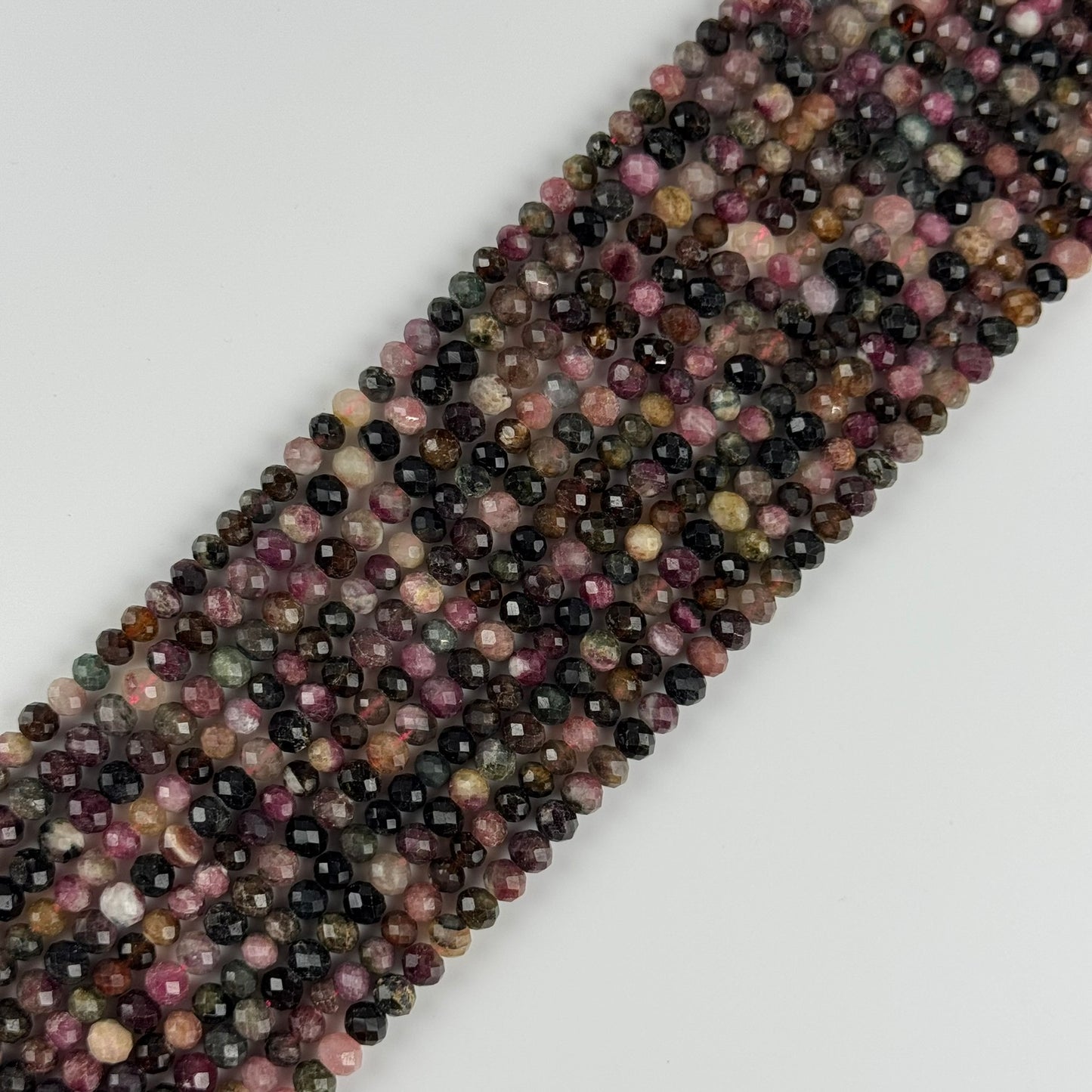 Multicolor Tourmaline Faceted Rondelle Gemstone Beads – Green & Pink (A Quality)