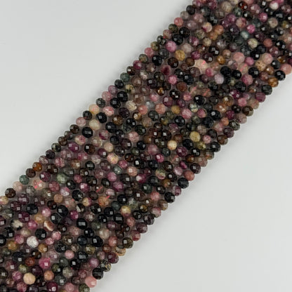Multicolor Tourmaline Faceted Rondelle Gemstone Beads – Green & Pink (A Quality)