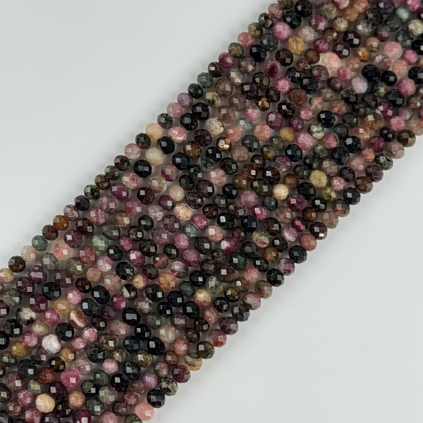 Multicolor Tourmaline Faceted Rondelle Gemstone Beads – Green & Pink (A Quality)