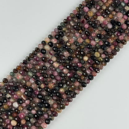 Multicolor Tourmaline Faceted Rondelle Gemstone Beads – Green & Pink (A Quality)