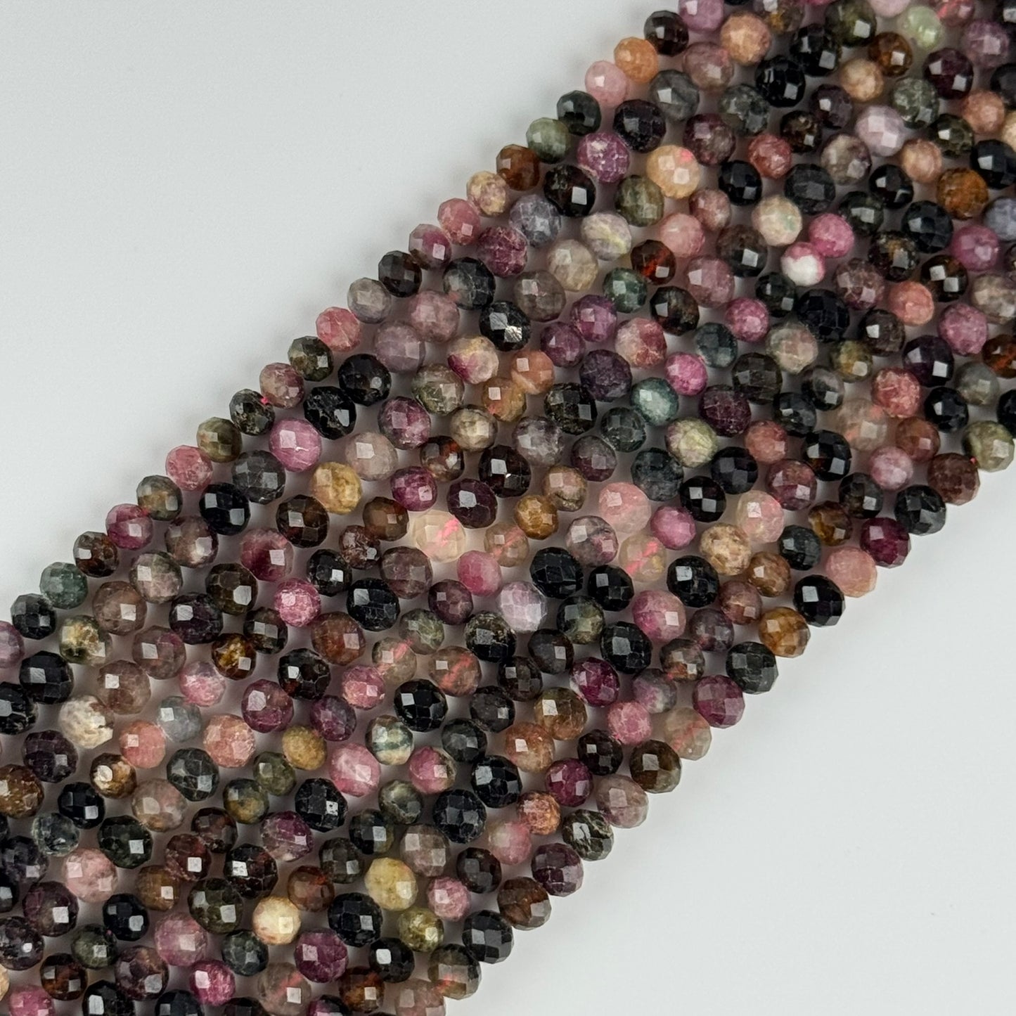 Faceted Multicolor Tourmaline Rondelle Beads
