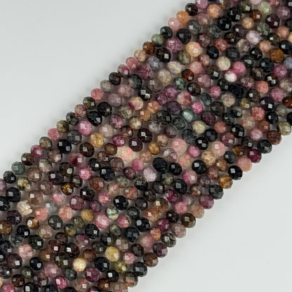 Faceted Multicolor Tourmaline Rondelle Beads