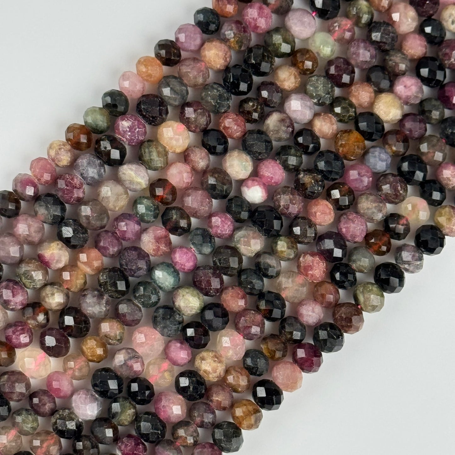 Faceted Multicolor Tourmaline Rondelle Beads