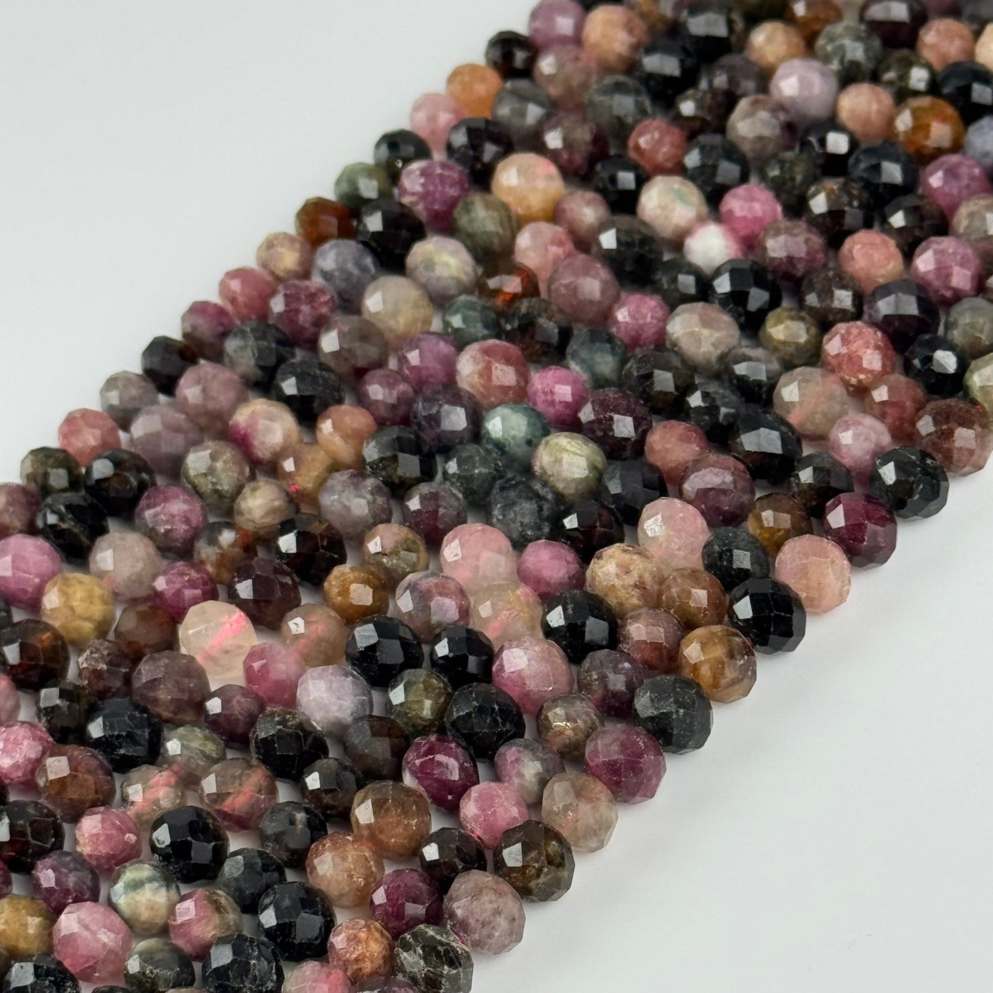 Faceted Multicolor Tourmaline Rondelle Beads