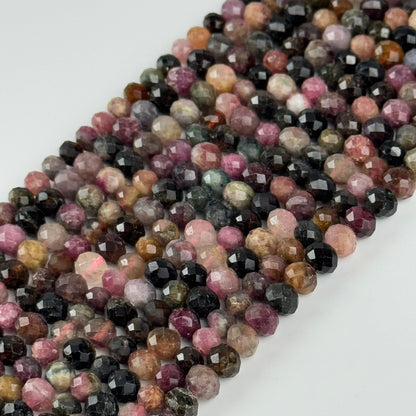 Faceted Multicolor Tourmaline Rondelle Beads