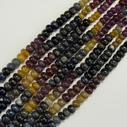 Ruby Sapphire Polished Rondelle Natural Gemstone Beads - (AAA Quality)