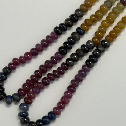 Ruby Sapphire Polished Rondelle Natural Gemstone Beads - (AAA Quality)