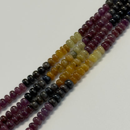 Ruby Sapphire Polished Rondelle Natural Gemstone Beads - (AAA Quality)