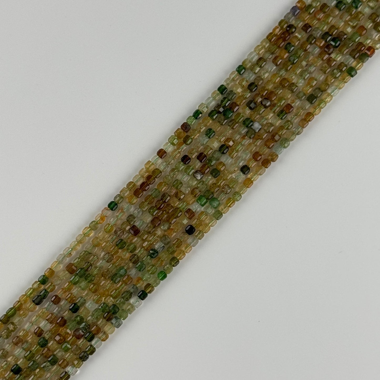 Tourmaline Green-Yellow Square Shape Gemstone Beads