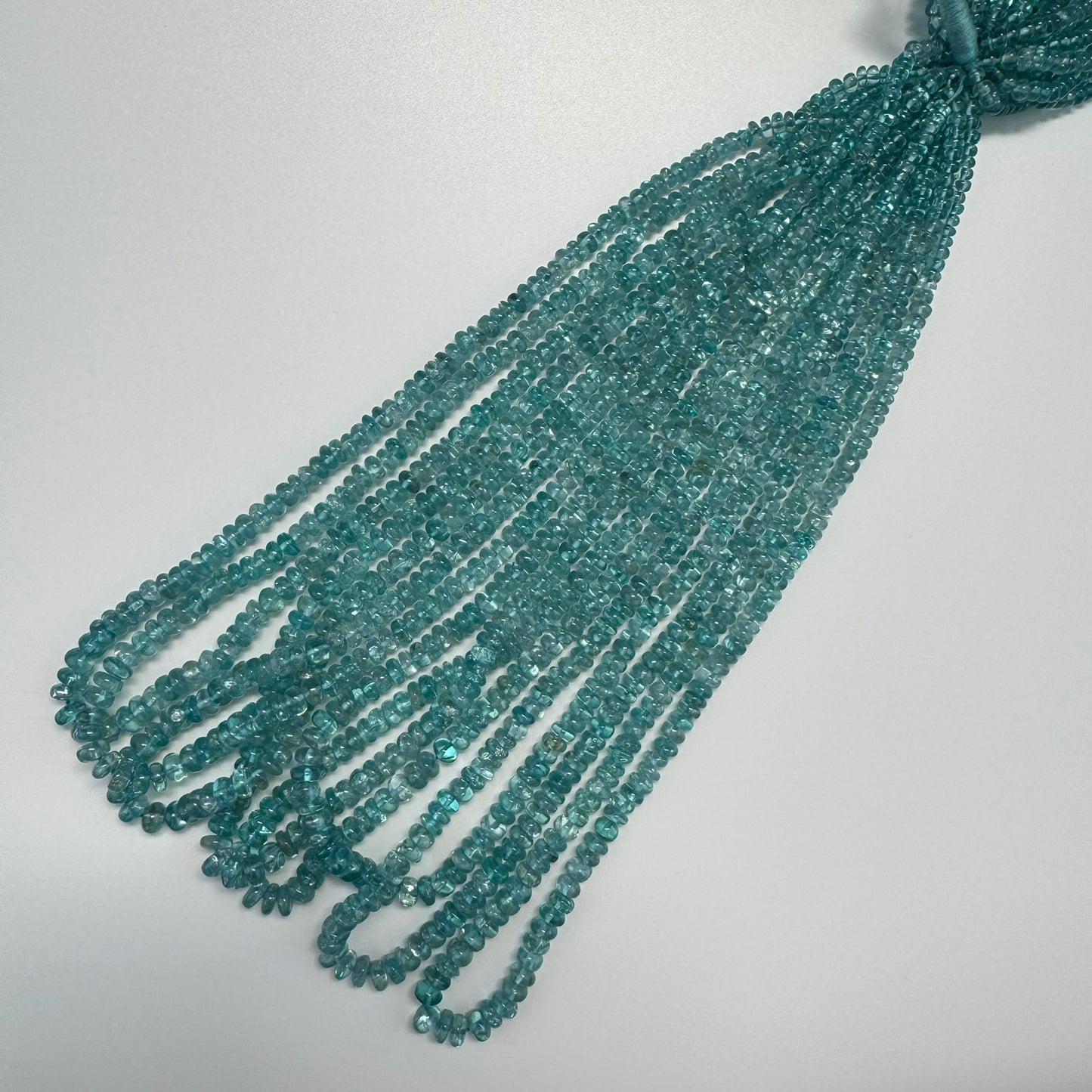 Blue Green Apatite Polished Rondelle Gemstone Beads (A Quality)