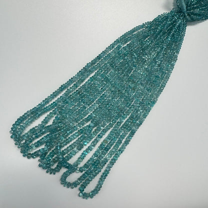 Blue Green Apatite Polished Rondelle Gemstone Beads (A Quality)