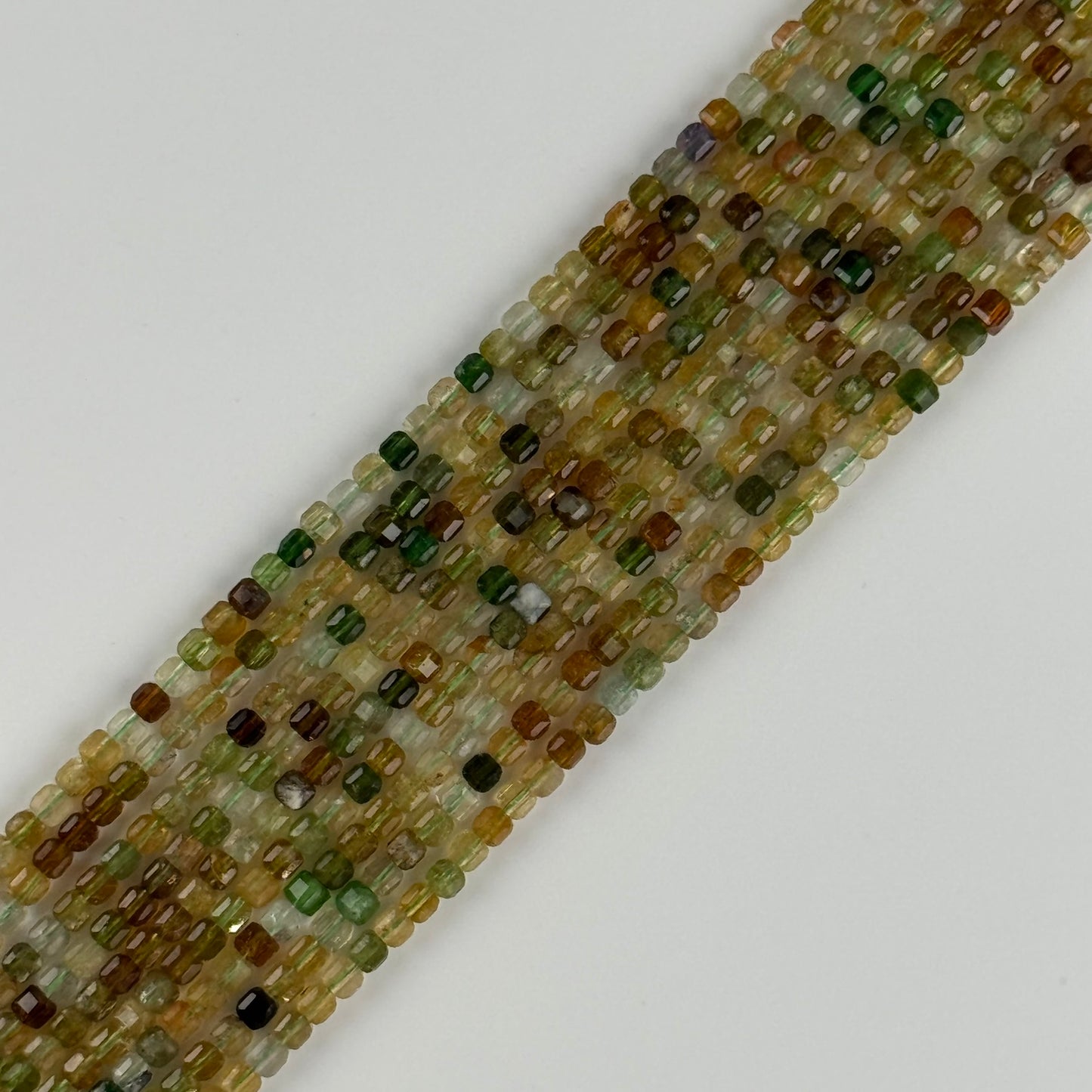 Tourmaline Green-Yellow Square Shape Gemstone Beads