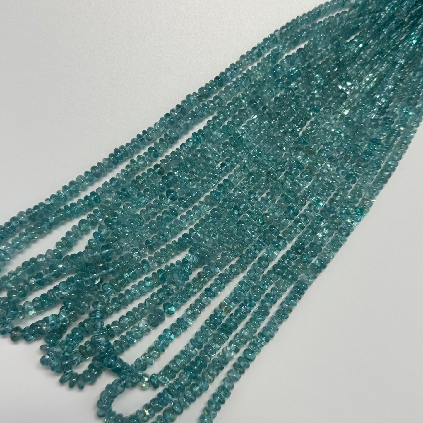 Blue Green Apatite Polished Rondelle Gemstone Beads (A Quality)
