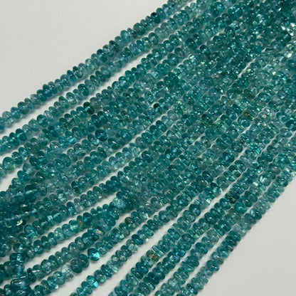 Blue Green Apatite Polished Rondelle Gemstone Beads (A Quality)