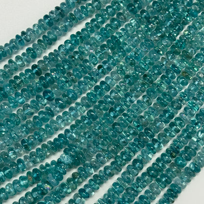 Blue Green Apatite Polished Rondelle Gemstone Beads (A Quality)