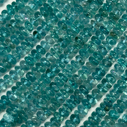 Blue Green Apatite Polished Rondelle Gemstone Beads (A Quality)