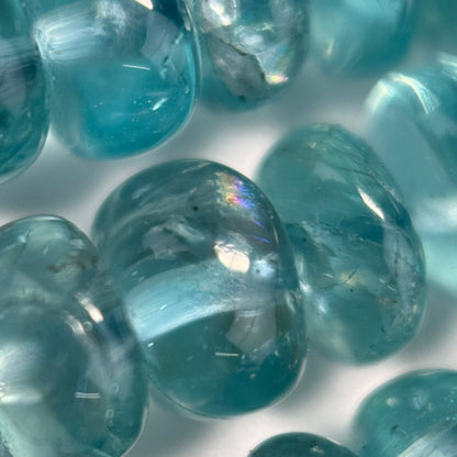Blue Green Apatite Polished Rondelle Gemstone Beads (A Quality)