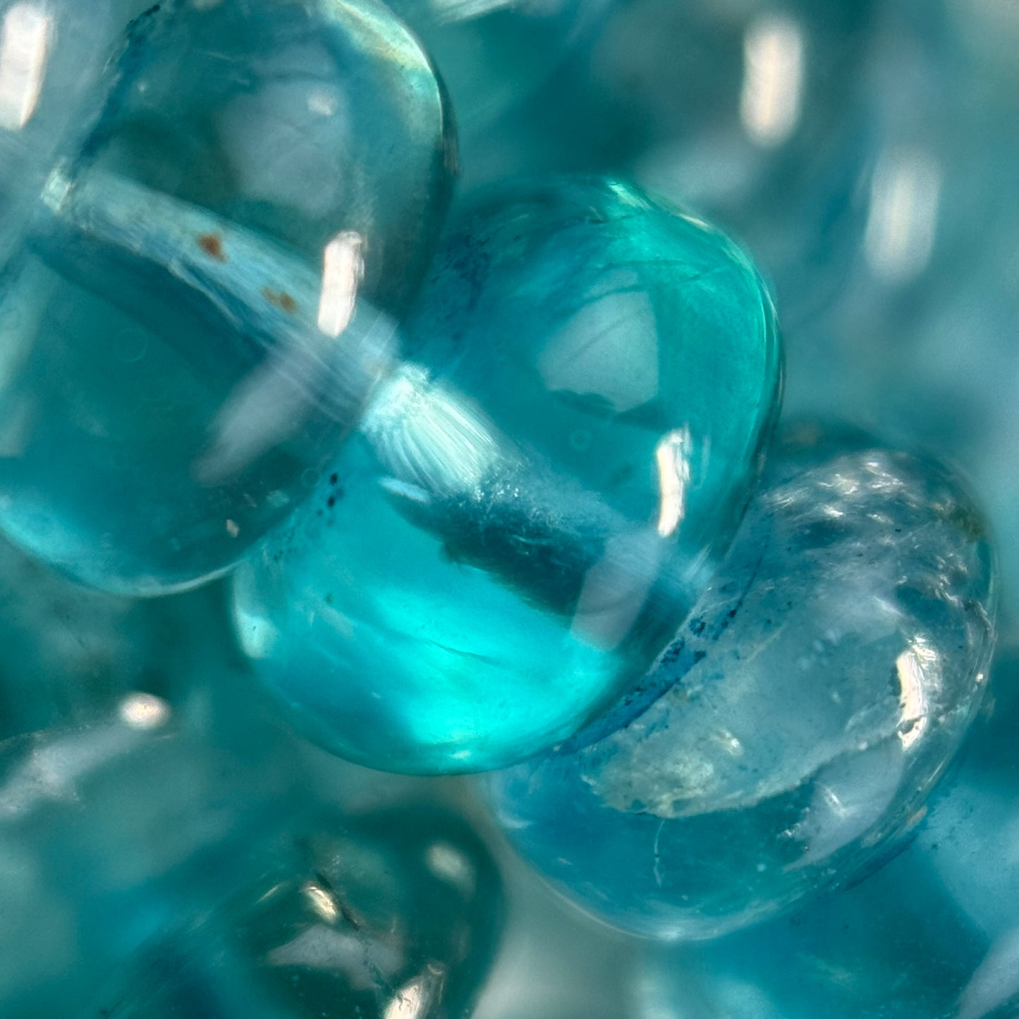 Blue Green Apatite Polished Rondelle Gemstone Beads (A Quality)