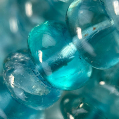 Blue Green Apatite Polished Rondelle Gemstone Beads (A Quality)