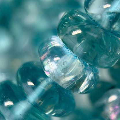 Blue Green Apatite Polished Rondelle Gemstone Beads (A Quality)
