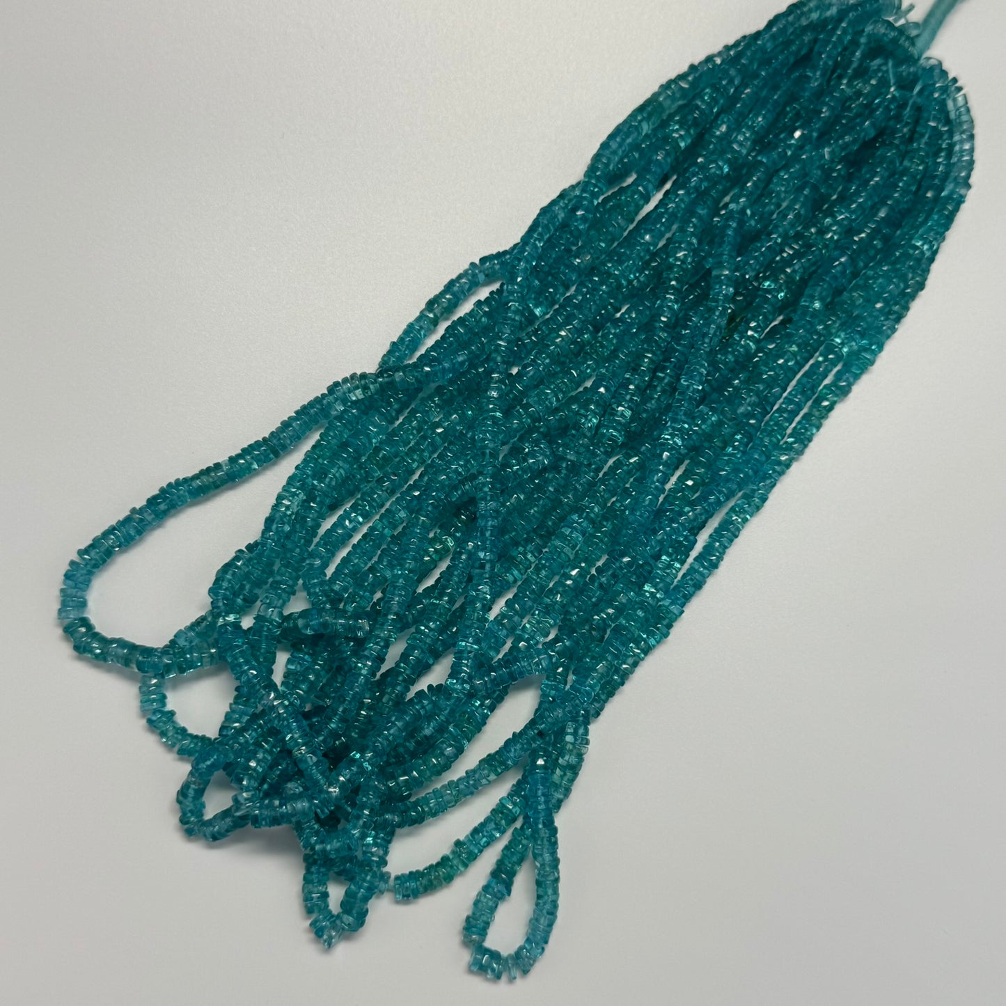Blue Apatite Polished Heishi Gemstone Beads (A Quality)