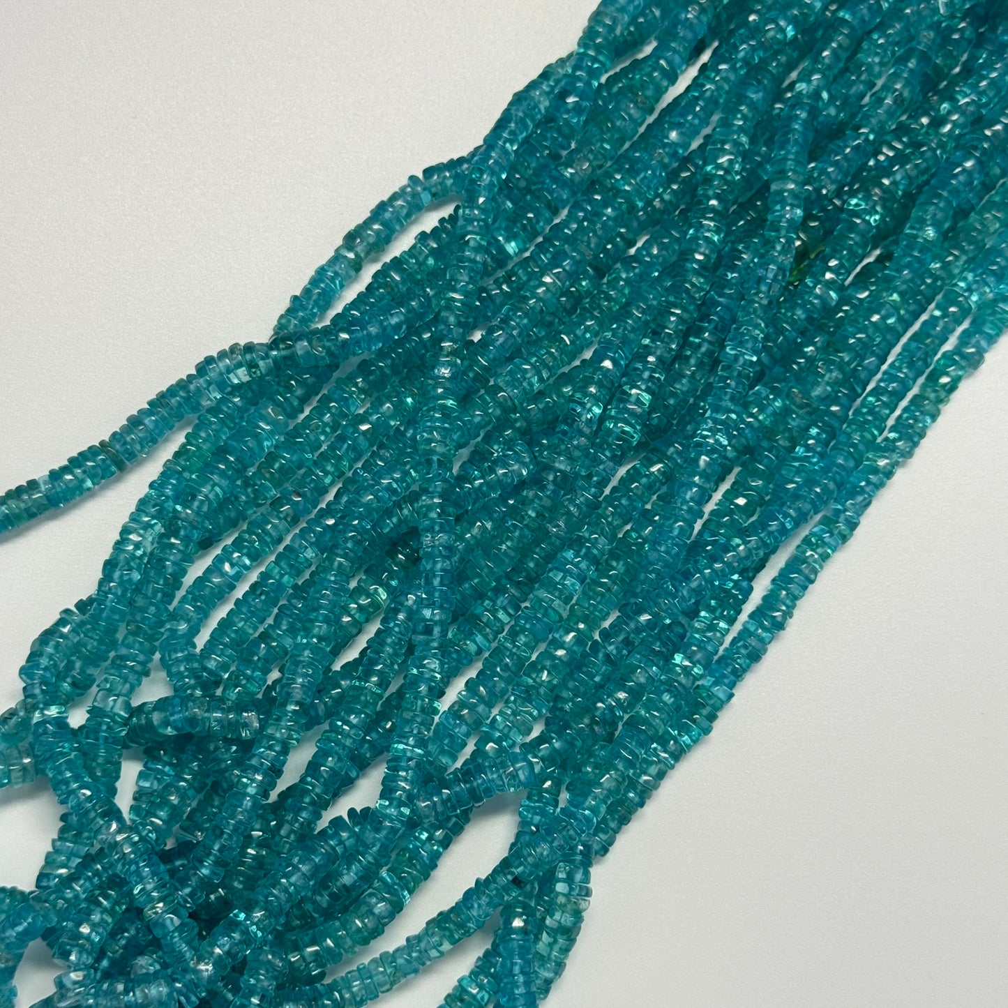 Blue Apatite Polished Heishi Gemstone Beads (A Quality)