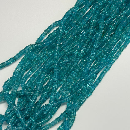Blue Apatite Polished Heishi Gemstone Beads (A Quality)