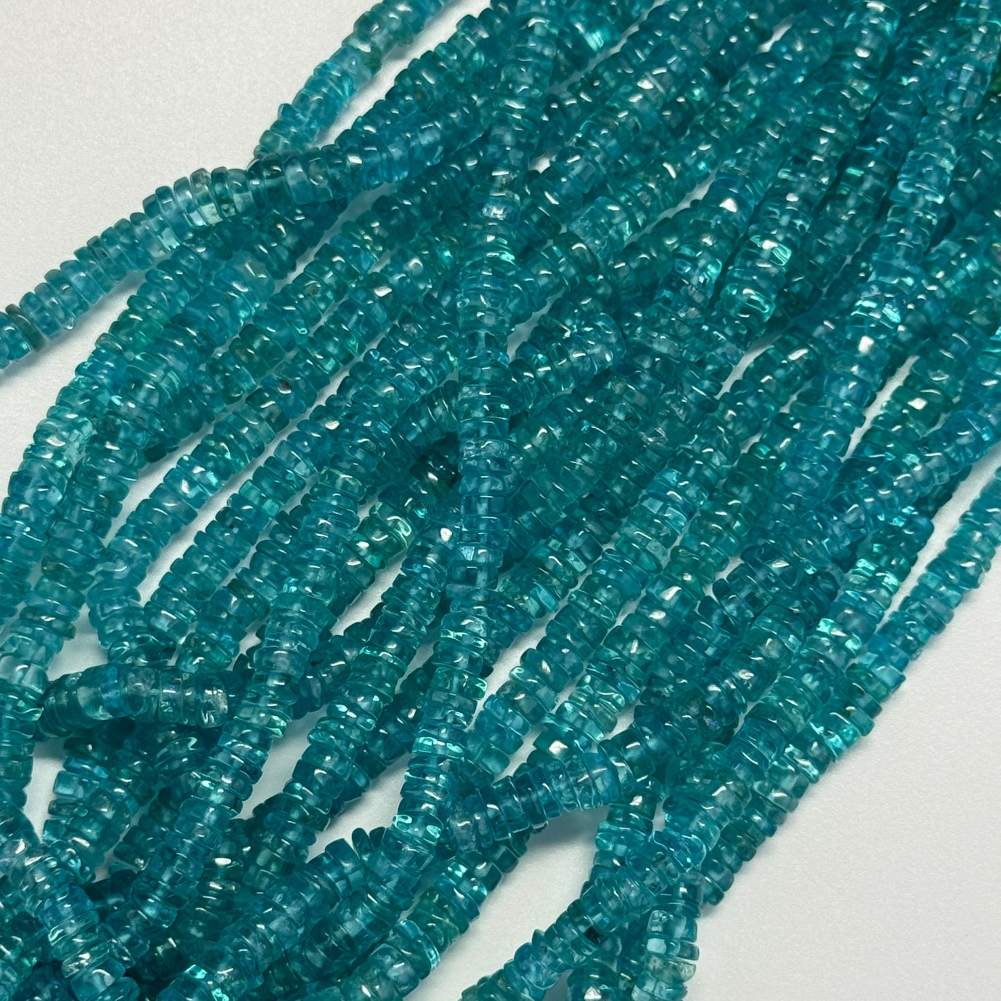Blue Apatite Polished Heishi Gemstone Beads (A Quality)