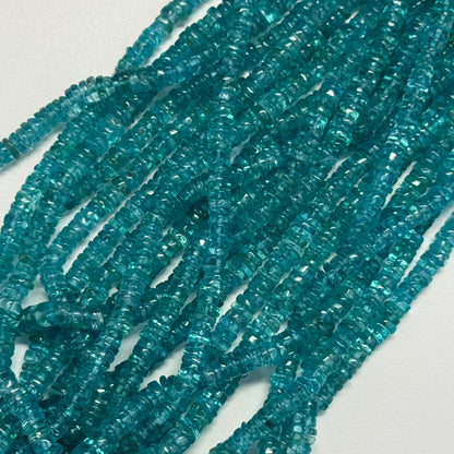 Blue Apatite Polished Heishi Gemstone Beads (A Quality)