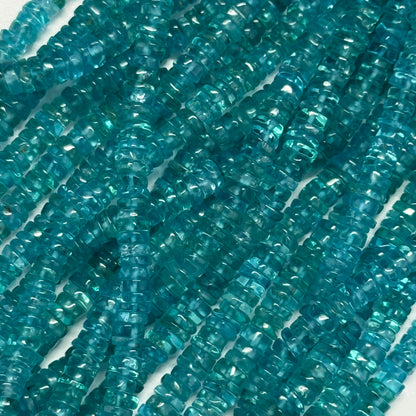 Blue Apatite Polished Heishi Gemstone Beads (A Quality)
