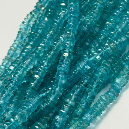 Blue Apatite Polished Heishi Gemstone Beads (A Quality)