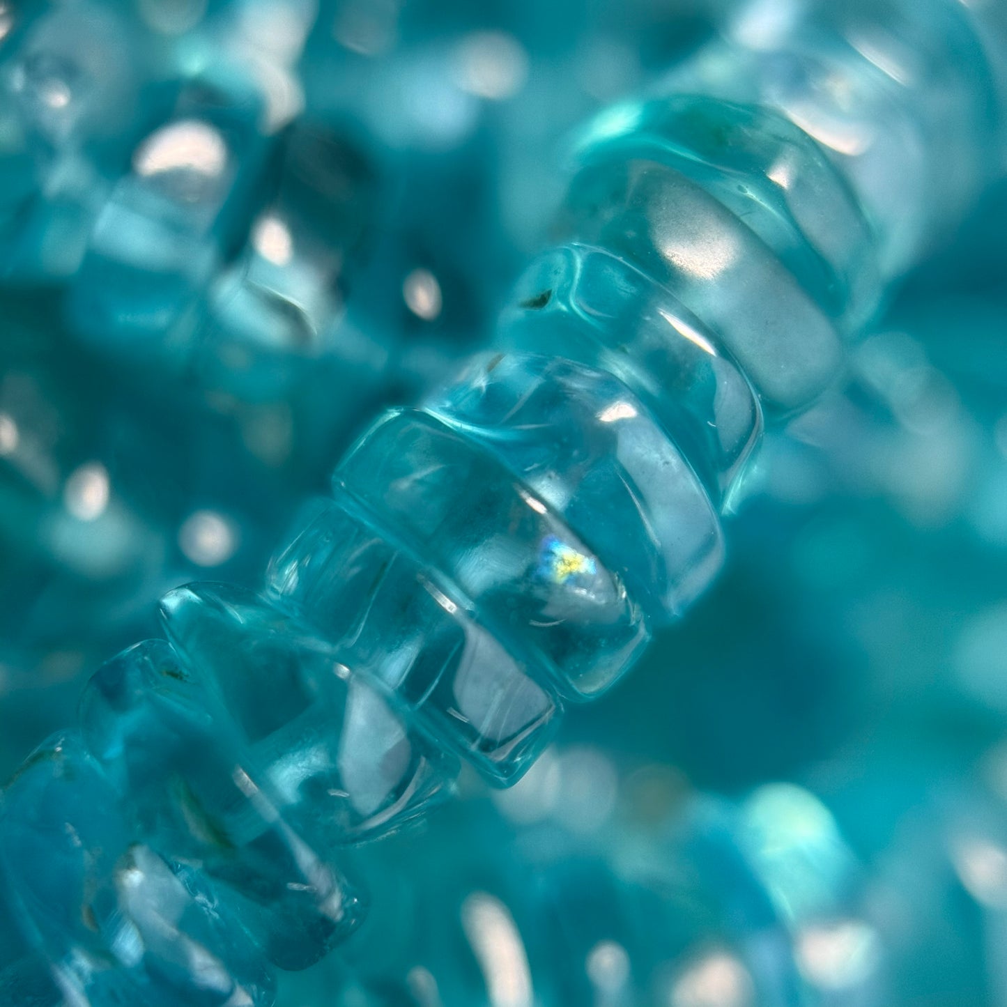 Blue Apatite Polished Heishi Gemstone Beads (A Quality)
