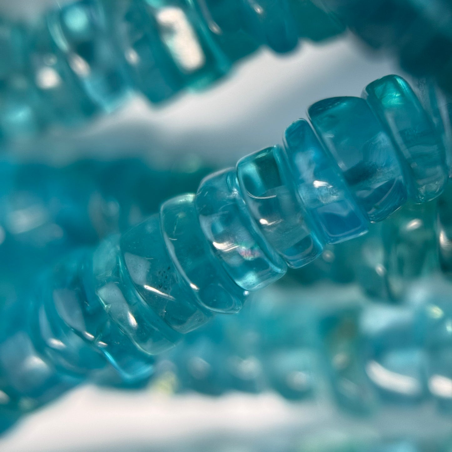 Blue Apatite Polished Heishi Gemstone Beads (A Quality)