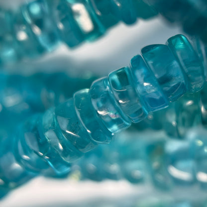 Blue Apatite Polished Heishi Gemstone Beads (A Quality)