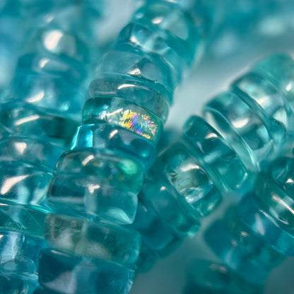 Blue Apatite Polished Heishi Gemstone Beads (A Quality)