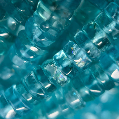 Blue Apatite Polished Heishi Gemstone Beads (A Quality)