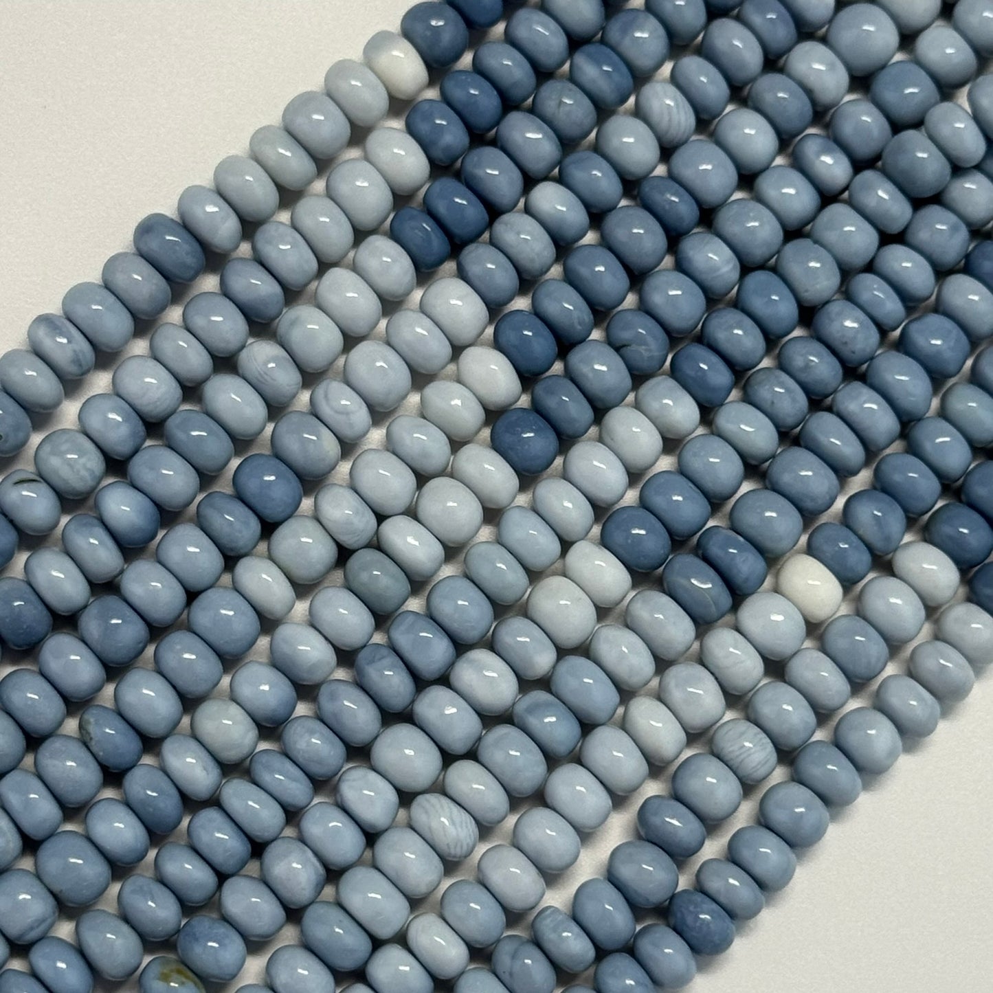 Blue Opal Polished Rondelle Gemstone Beads