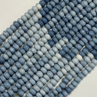 Blue Opal Polished Rondelle Gemstone Beads