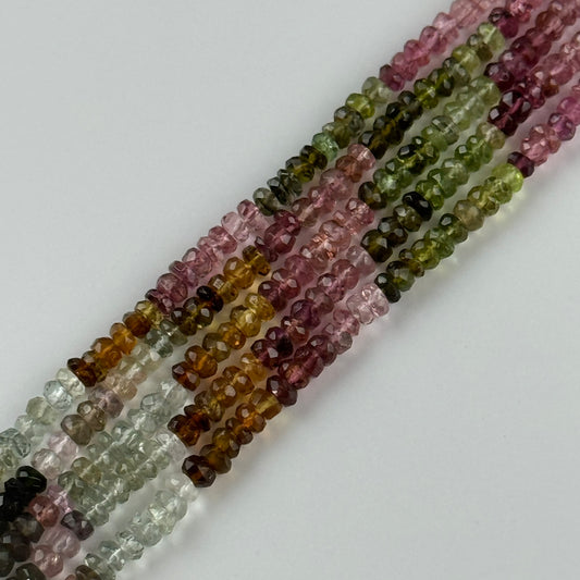 High Quality Faceted Tourmaline Rondelle Gemstone Beads (AAA Quality)