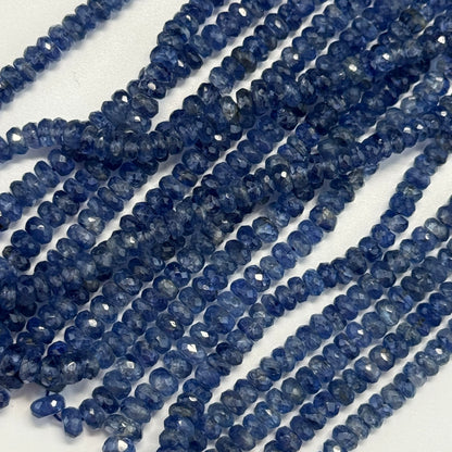 Kyanite Faceted Rondelle Gemstone Beads (AAA Quality)