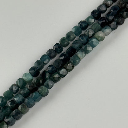 Blue Tourmaline Feceted Square Gemstone Beads