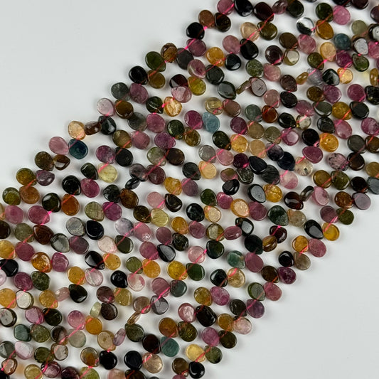 Multicolor Tourmaline Pear Shape Side-Drilled Gemstone Beads