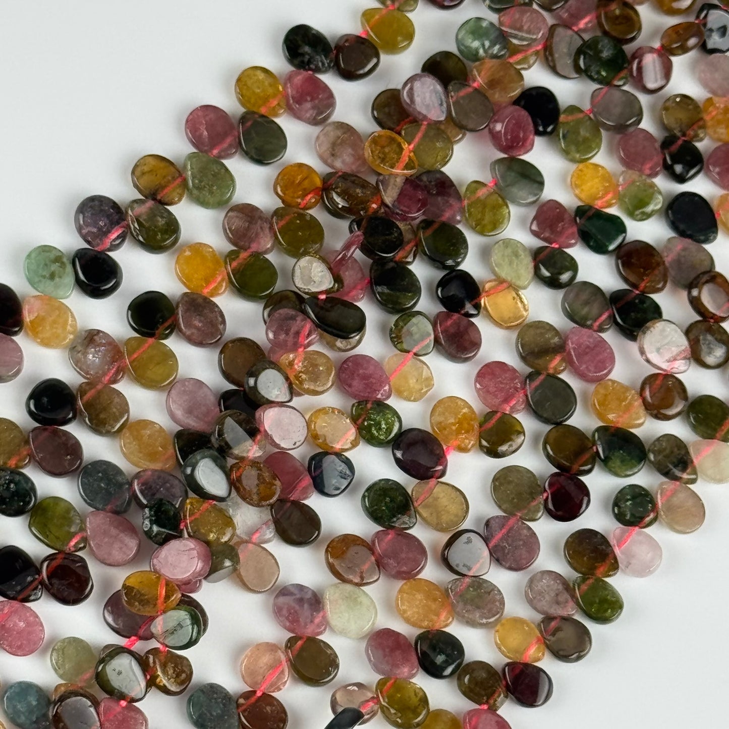 Multicolor Tourmaline Pear Shape Side-Drilled Gemstone Beads